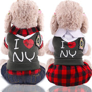 Spring/Autumn Plaid Denim Wear for Small to Medium-Sized Dogs